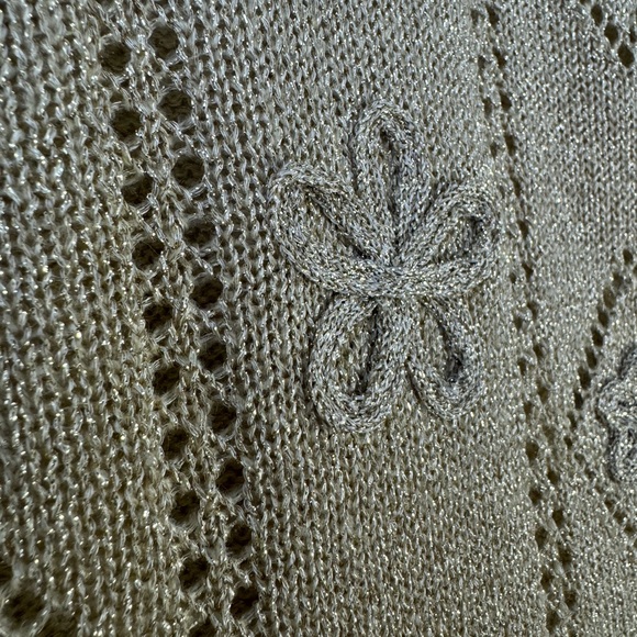 Vintage CRICKET LANE Metallic Gold Fancy Vest PM Petite Cardigan Sweater Jersey - Picture 12 of 17